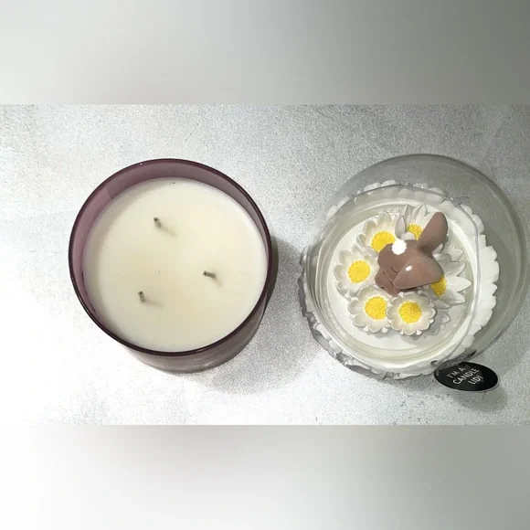 Bath & Body Works WHITE GARDENIA SNOW GLOBE EASTER BUNNY THREE WICK CANDLE - Picture 2 of 4